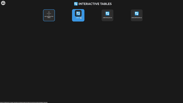 Interactive table configuration with SQL condition