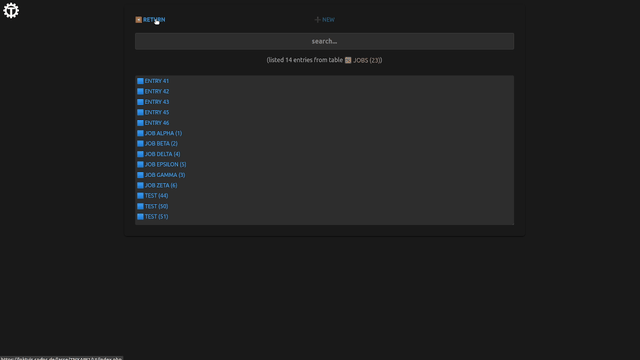 Jobs data listing view